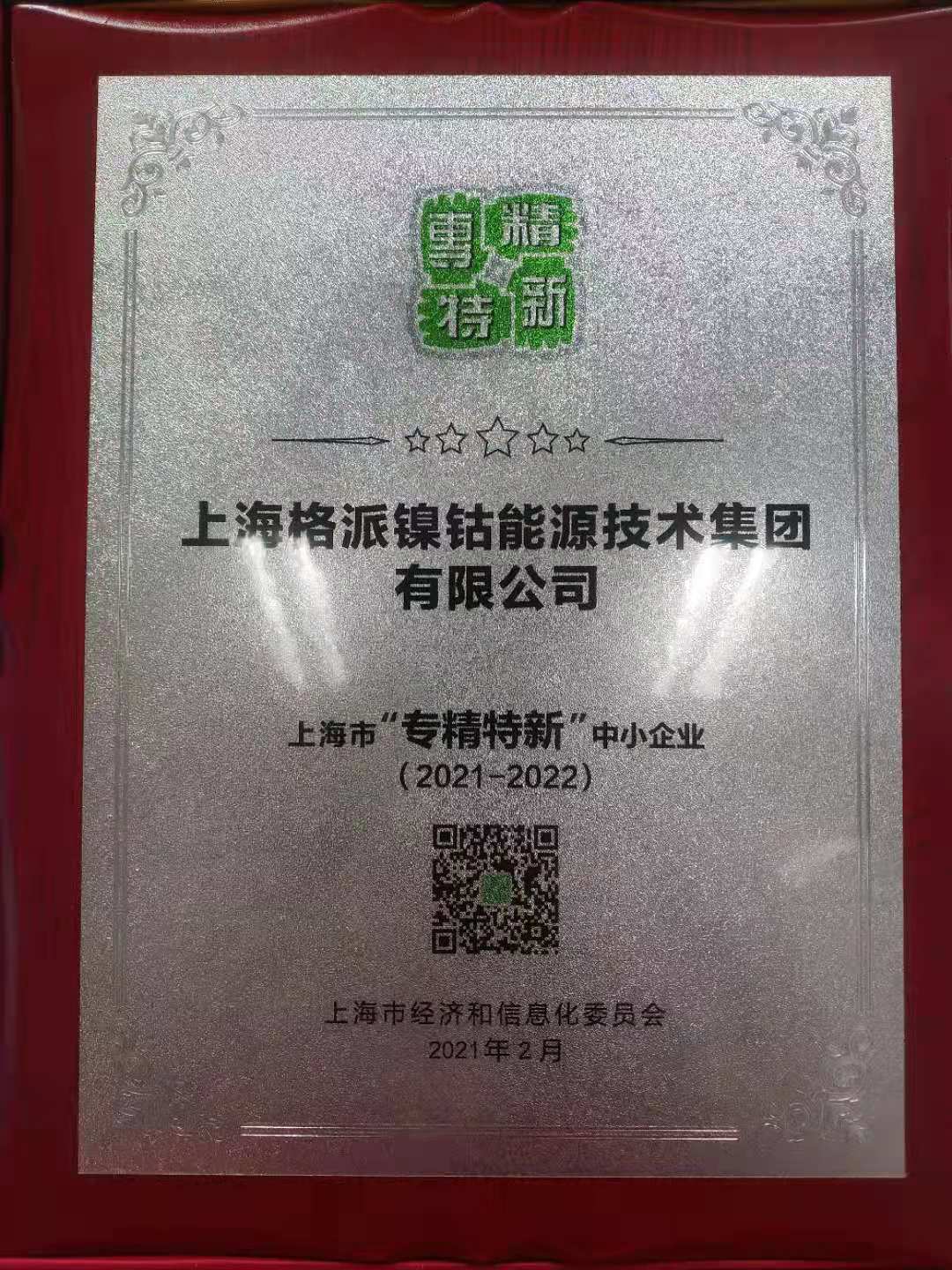 格派集團(tuán)榮獲上海市“專精特新”企業(yè)榮譽(yù)稱號